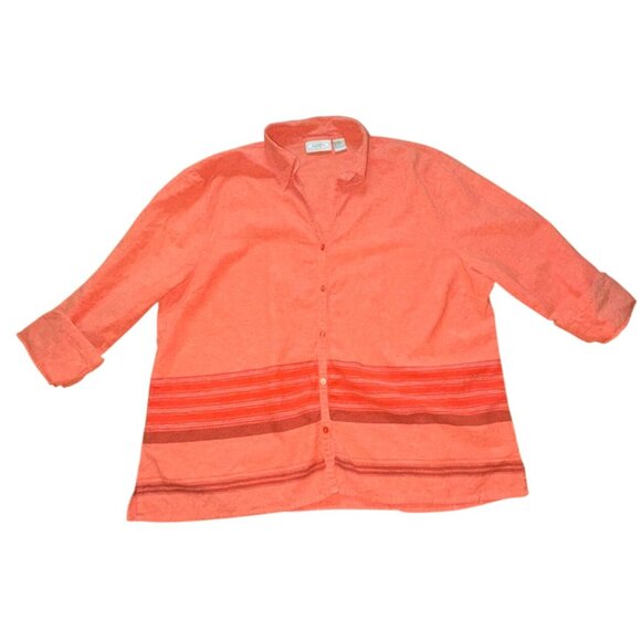 Caran New York Womens Light Weight Blended Linen Blouse-Orange-3X-GUC - Picture 1 of 7